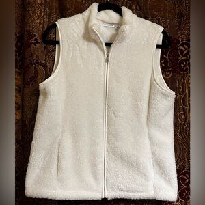 Croft & Barrow Women's Med Sleeveless Ivory Cream Plush Soft Fleece Zip Up Vest